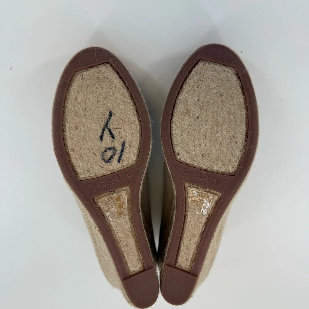 J. Crew Factory Canvas Espadrille Wedges Flax Size 9